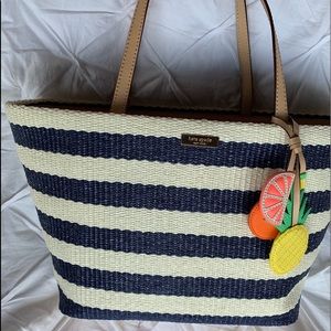 NWOT KATE SPADE summer wicker stripe style handbag